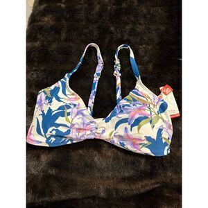 Swim System Poppy  Lily Patch Bikini Top  Size 38 D 38D